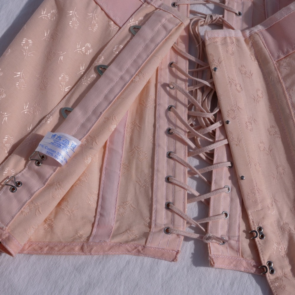 Vintage 60s Twilfit Foundations pale pink jacquard corset girdle skirt - Picture 6 of 8